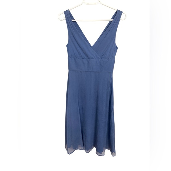J.Crew Sophia 100% Silk Elegant Blue Sleeveless Dress - Picture 3 of 10